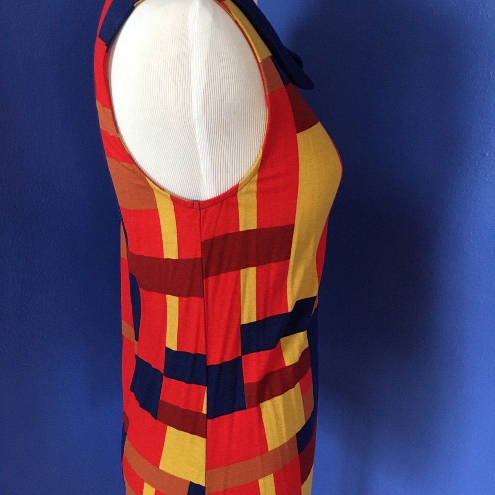 ModCloth Colorblock Retro 60s mod tunic top with Peter Pan collar jewel tone - Picture 7 of 9